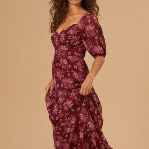 Altar'd State Burgundy Floral Maxi Dress Country Coastal Cowgirl Cottagecore XXL